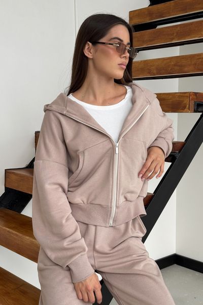 Костюм петля (кофта з капюшоном та штани прямого крою) Бежевий XS/S KPTB-0007 фото