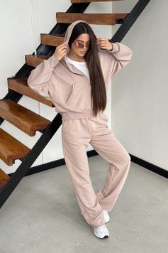 Костюм петля (кофта з капюшоном та штани прямого крою) Бежевий M/L KPTB-0008 фото